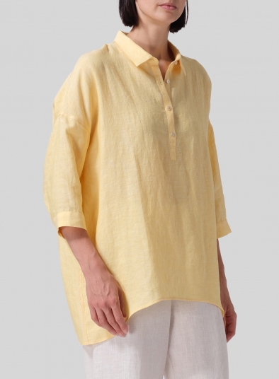 Linen Oversized Straight-Cut Shirt