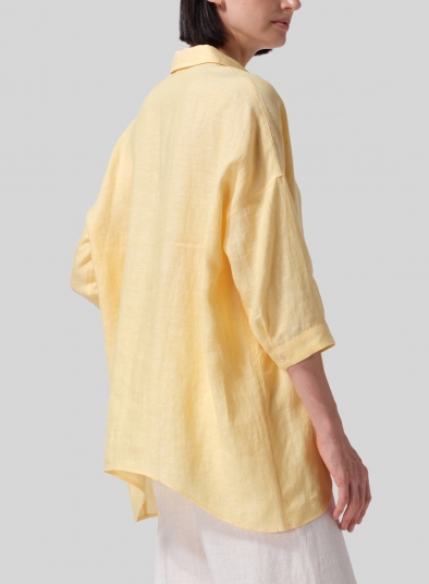 Linen Oversized Straight-Cut Shirt