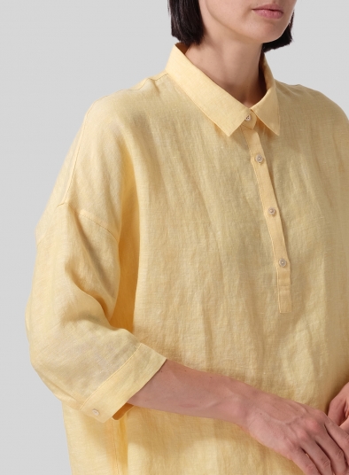 Linen Oversized Straight-Cut Shirt
