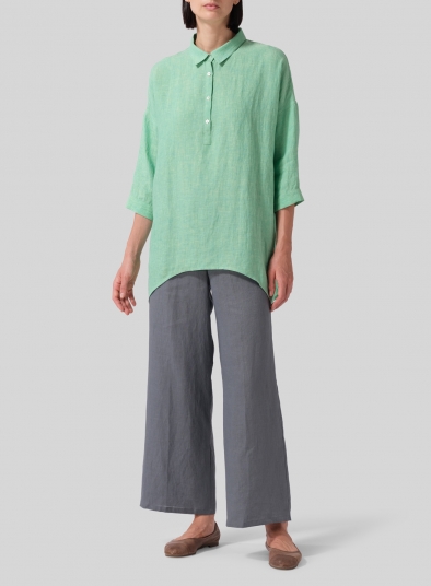 Linen Oversized Straight-Cut Shirt