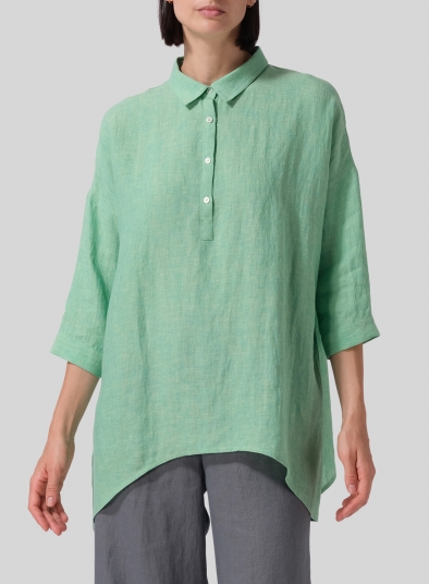 Linen Oversized Straight-Cut Shirt