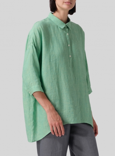 Linen Oversized Straight-Cut Shirt