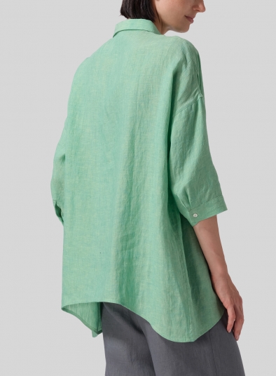 Linen Oversized Straight-Cut Shirt