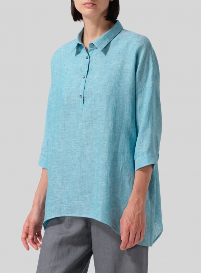 Linen Oversized Straight-Cut Shirt