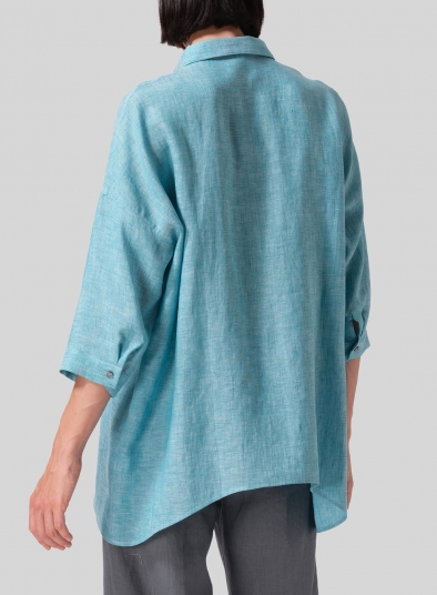 Linen Oversized Straight-Cut Shirt