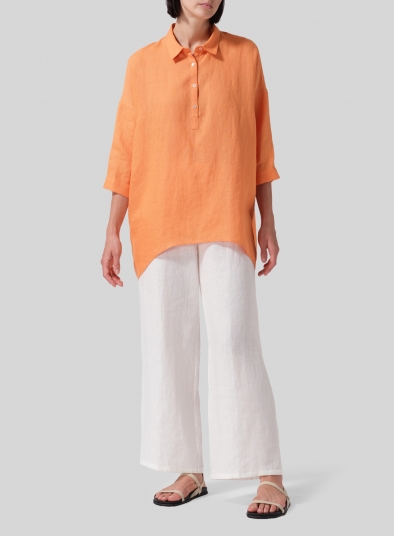 Linen Oversized Straight-Cut Shirt