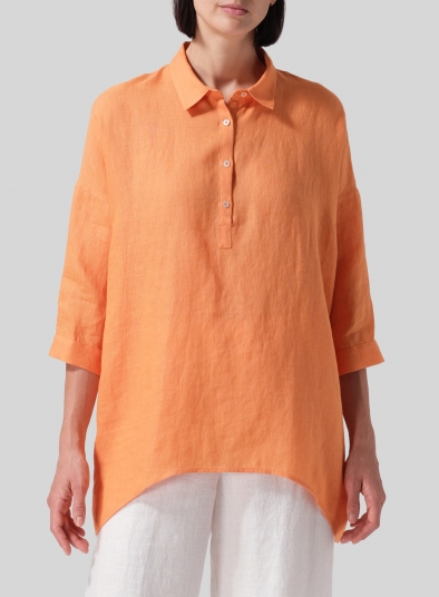 Linen Oversized Straight-Cut Shirt