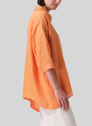 Linen Oversized Straight-Cut Shirt