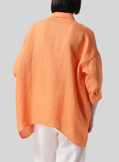 Linen Oversized Straight-Cut Shirt