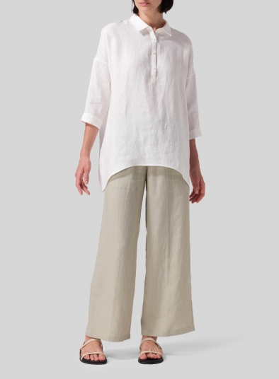 Linen Oversized Straight-Cut Shirt