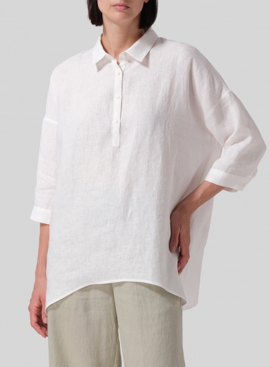 Linen Oversized Straight-Cut Shirt