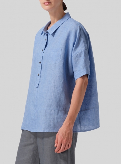 Linen Short Sleeve Boxy Shirt