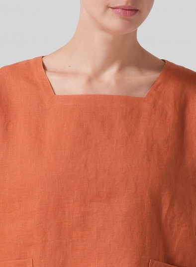 Linen Square Neck Top