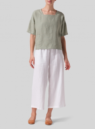Linen Square Neck Top