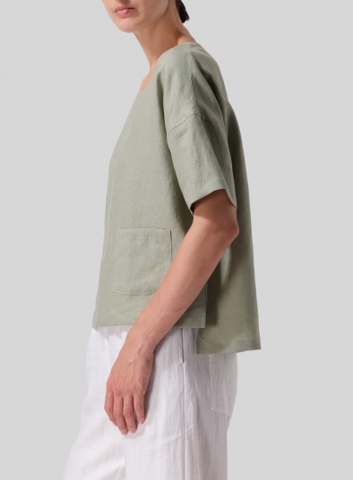 Linen Square Neck Top