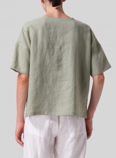Linen Square Neck Top