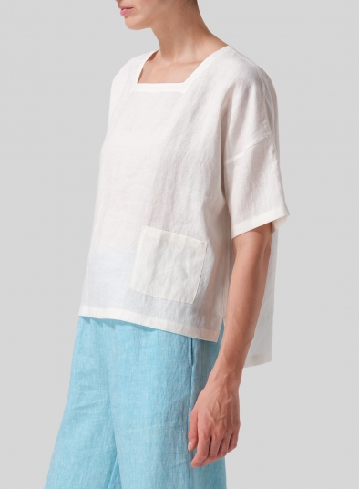 Linen Square Neck Top