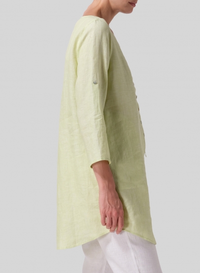 Linen Half Button Long Top