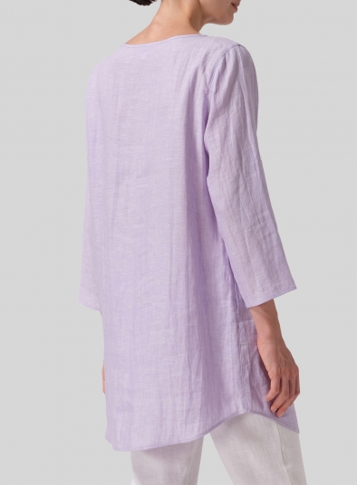 Linen Half Button Long Top