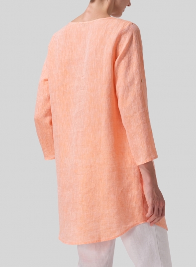 Linen Half Button Long Top