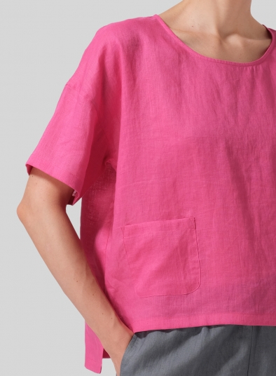 Linen Half Sleeve Boxy Top