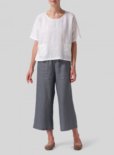 Linen Half Sleeve Boxy Top