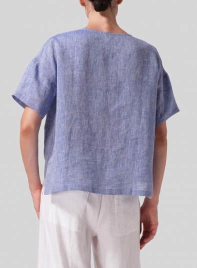 Linen Half Sleeve Boxy Top