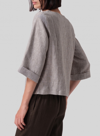 Linen Nice Fit Wider Three-quarter Sleeve Top