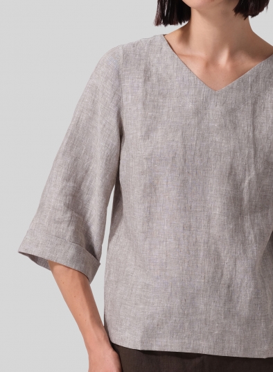 Linen Nice Fit Wider Three-quarter Sleeve Top