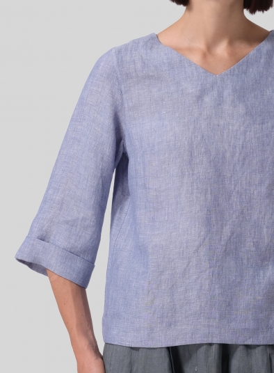 Linen Nice Fit Wider Three-quarter Sleeve Top