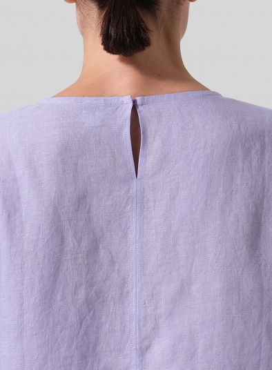 Linen Three-quarter Sleeve V-Neck Blouse