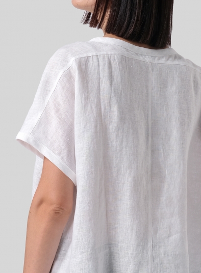 Linen Short Dolman Sleeves Boxy Top