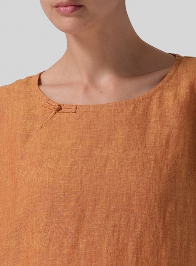 Linen Relaxed Handmade Knot Buttons Top