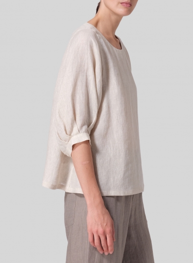 Linen Pleated Sleeve Top