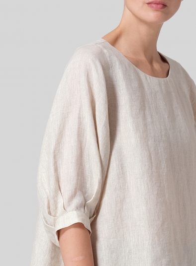 Linen Pleated Sleeve Top