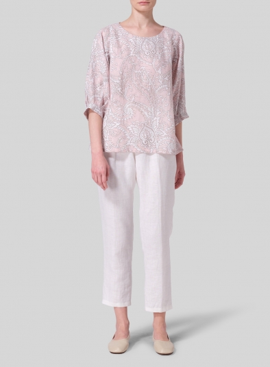 Linen Pleated Sleeve Top