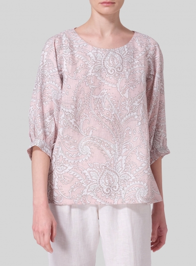 Linen Pleated Sleeve Top