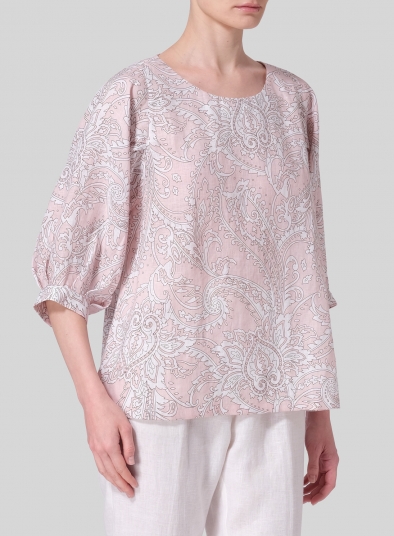 Linen Pleated Sleeve Top