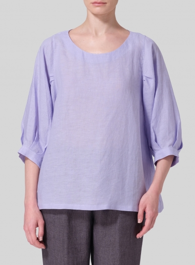 Linen Pleated Sleeve Top