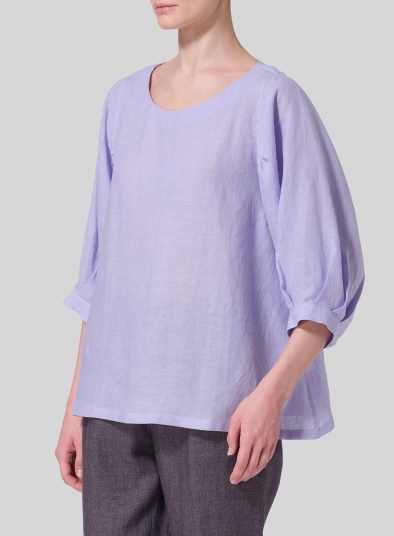 Linen Pleated Sleeve Top