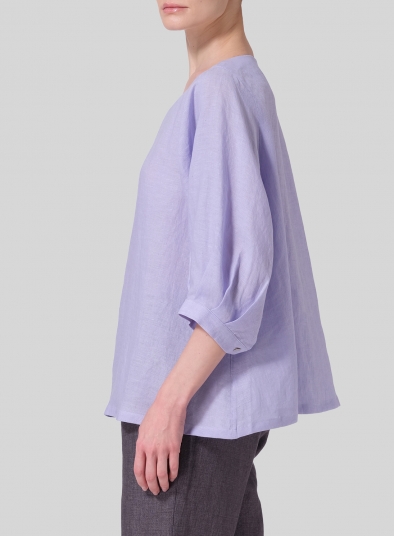 Linen Pleated Sleeve Top