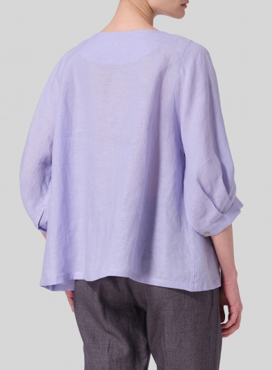 Linen Pleated Sleeve Top