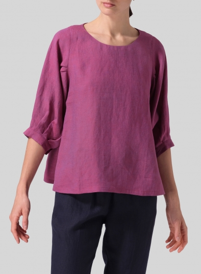 Linen Pleated Sleeve Top