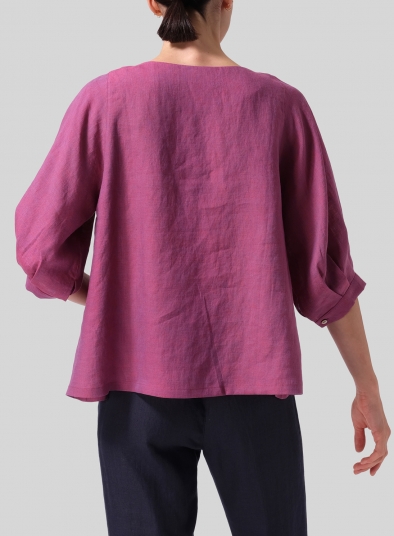Linen Pleated Sleeve Top