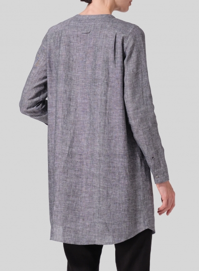 Linen Open Front Long Shirt