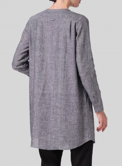 Linen Open Front Long Shirt