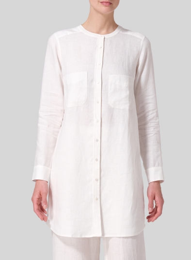 Linen Open Front Long Shirt