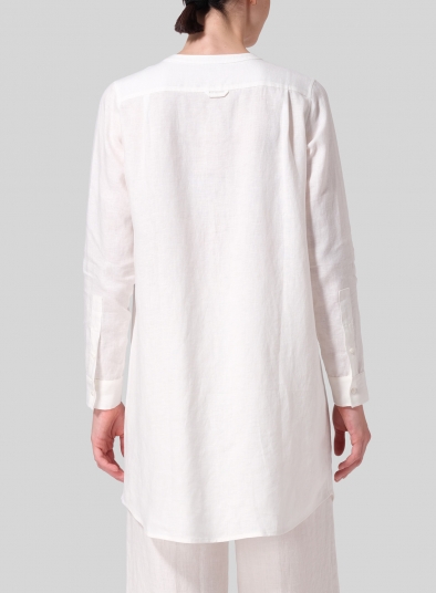 Linen Open Front Long Shirt