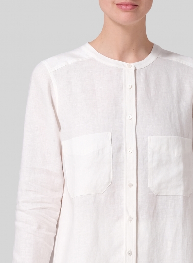 Linen Open Front Long Shirt