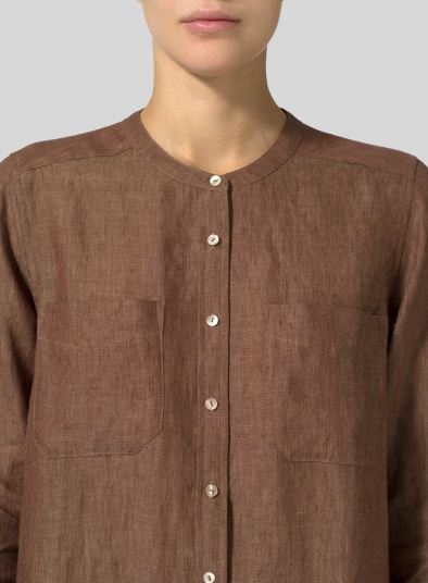 Linen Open Front Long Shirt